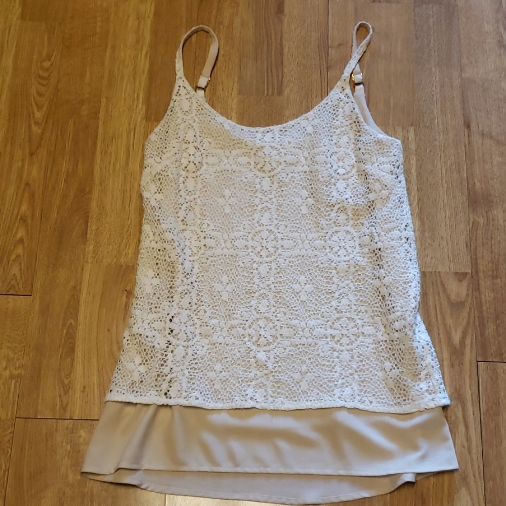 Cabi #798 It Girl lace Cami top beige nude sz XS